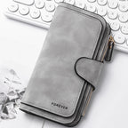 ZeAiLi Long PU Leather Clutch Wallet with Animal Paw & Butterfly Print