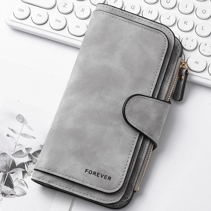 ZeAiLi Long PU Leather Clutch Wallet with Animal Paw & Butterfly Print