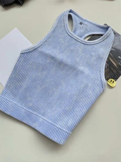 Seamless Yoga Top Fitness Sports  Gym Running Vest  Workout Women Athleisure Sleeveless Crop Top - SS69