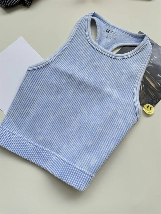 Seamless Yoga Top Fitness Sports  Gym Running Vest  Workout Women Athleisure Sleeveless Crop Top - SS69