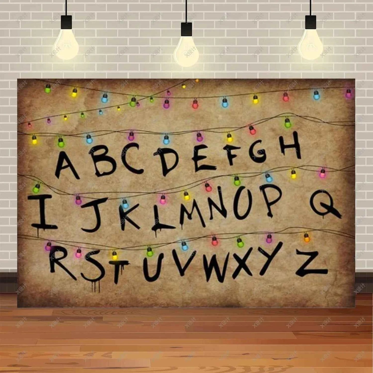 American TV Stranger Theme Background Lights Alphabet Episode Series Vinyl Banner Party Decoration Supplies Photo Prop Baby Gift