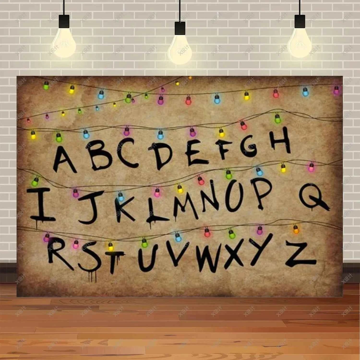 American TV Stranger Theme Background Lights Alphabet Episode Series Vinyl Banner Party Decoration Supplies Photo Prop Baby Gift