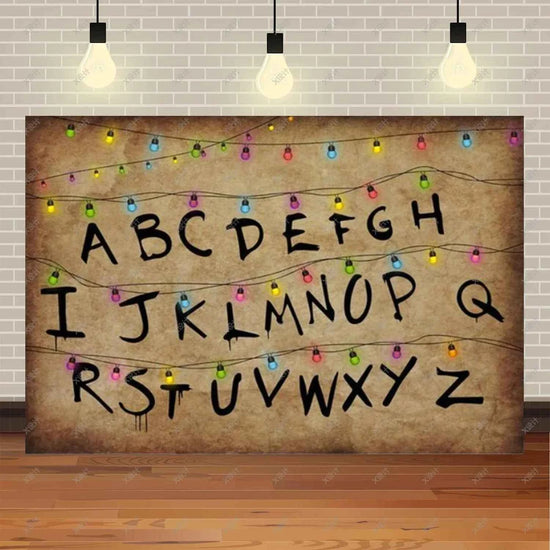 American TV Stranger Theme Background Lights Alphabet Episode Series Vinyl Banner Party Decoration Supplies Photo Prop Baby Gift