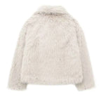 MUJER Faux Fur Coat Plush Fluffy Women's Jacket 2025 Woman Autumn Winter New in Outerwears White Red Gray Black Blends Coats