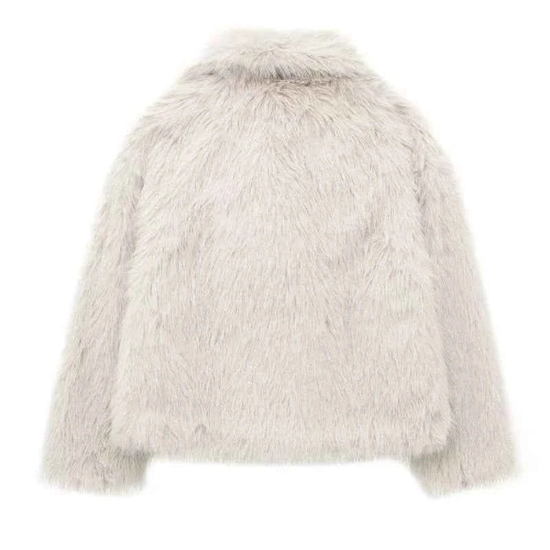 MUJER Faux Fur Coat Plush Fluffy Women's Jacket 2025 Woman Autumn Winter New in Outerwears White Red Gray Black Blends Coats