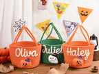 Custom Name Halloween Candy Basket, Personalized Cotton Trick or Treat Bag, Kids Candy Basket, Boo Basket, Halloween Gift,