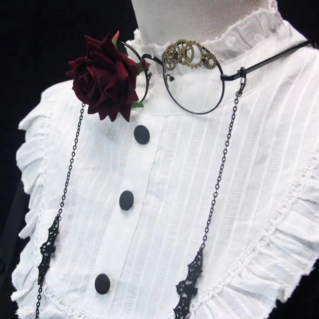 Japanese Original Punk Red Rose Gear Lolita Glasses New Fashion JK Streetwear Student Cosplay Masks Men Women Telegant Glasses SS69