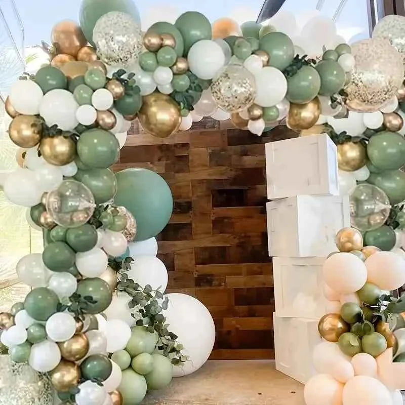 139pcs,Sage Green Balloon Wreath Set Oh Baby Shower Olive Matte Decoration in Different Sizes Happy Birthday Party Decoration