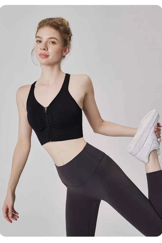 CZGUKE Women's zipper sports bra vest plus size shock resistant bra women's yoga running fitness bra women's underwear