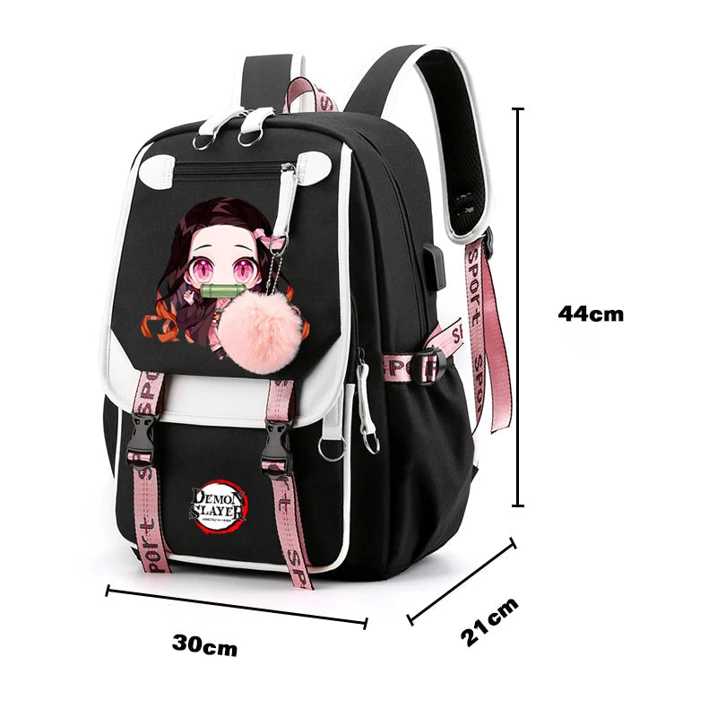 3Pcs Kamado Nezuko Demon Slayer Backpacks Set for Girls Anime School Bag Teenager Student Canvas Laptop Back Pack Women Rucksack SS69