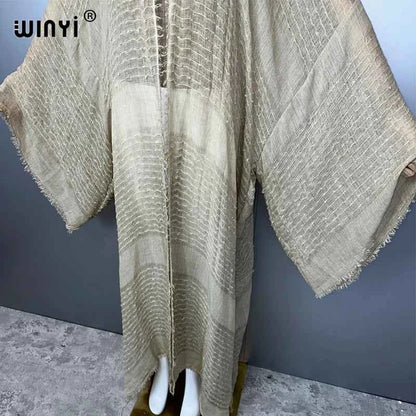 WINYI  high quality comfortable Women Soft Cardigan Loose Dress Party Boho Maxi beach Holiday Swimming Cover ups Africa Kimono