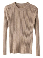 Women's O-Neck Knit Pullover Sweater - Soft Ribbed Long Sleeve