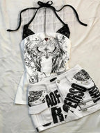 Gothic Punk Sleeveless Tops Women Y2k Cropped Vest Summer Retro Style Tank Top Female Streetwear Printed Casual Slim Fit Tees