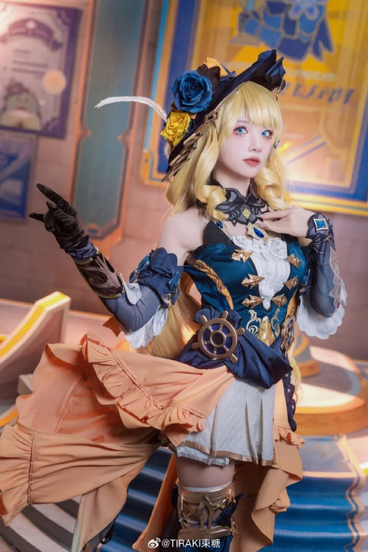 Navia Anime Cosplay Costume Set for Women with Dress Uniform and Wig