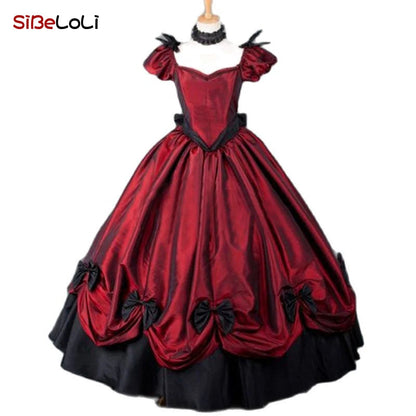 Victorian Masquerade Dresses for Women, Renaissance Dress, 18th Century, Baroque Rococo Marie Antoinette, Historical Clothing SS69 136.69 Wine Red-2 / XXXL