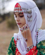 Traditional Kazakhstan Ethnic Coins Bracelet Hair Accessories  for Women Vintage Nepalese Tibetan Clothing Headwear Jewelry Set