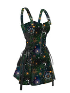Dressfo 2025 Women's Dresses Allover Rose Print Half Zipper Lace Up Valentine's Day Mini Dress Summer Sleeveless Dress