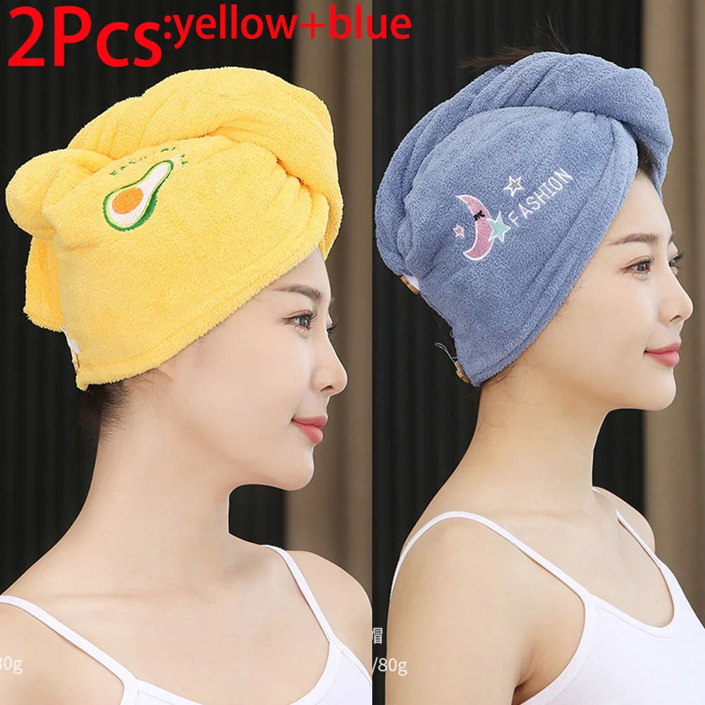 2pc Microfiber Hair Drying Towel & Shower Cap Set
