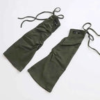 SS69 Y2K Knit Flare Leg Warmers with Adjustable Drawstring Strap, Grey