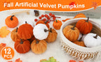 12pcs Pumpkin Decor Velvet Artificial Pumpkin Fall Pumpkin Decor For Autumn Thanksgiving Harvest Festival Halloween Decoration