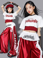 Girls Shiny Crop Top & Joggers Street Dance Set