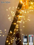 6M-50M Cluster Firecracker String Lights Fairy Christmas Light Garland LED For Wedding Party New Year Christmas Tree Decor Lamps