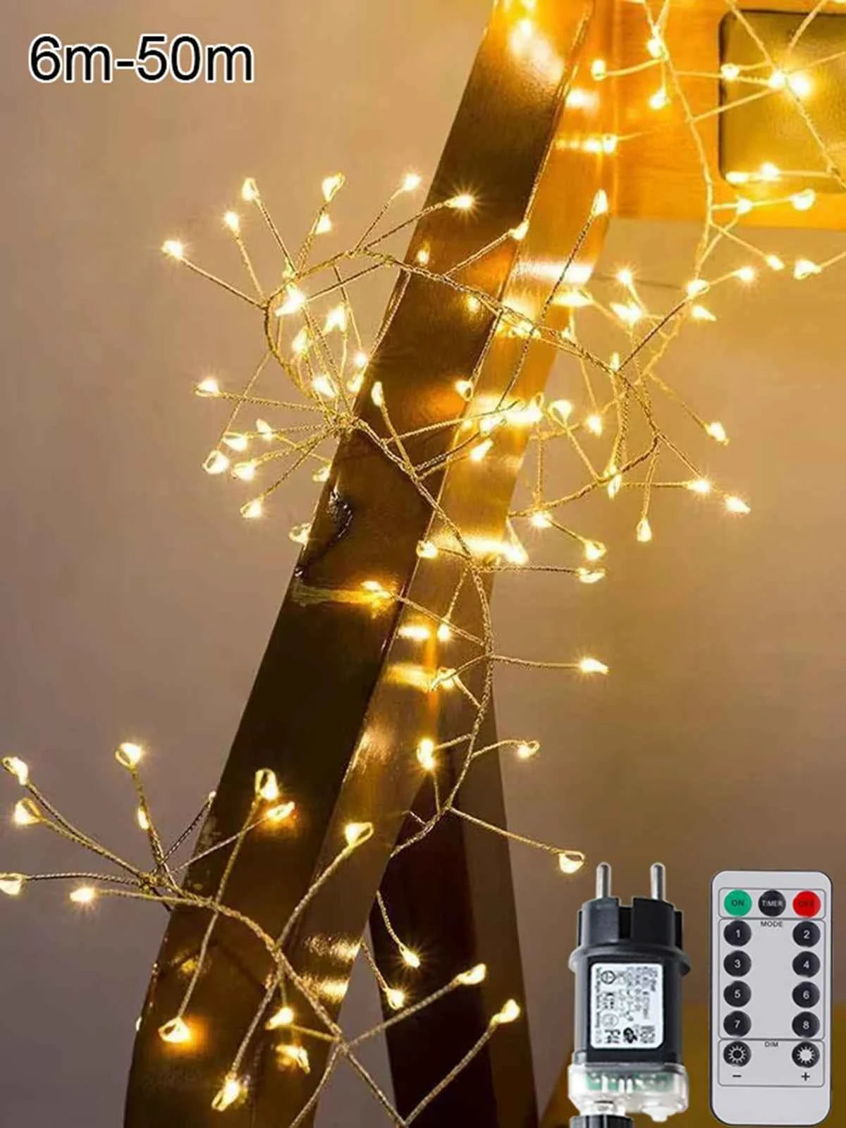 6M-50M Cluster Firecracker String Lights Fairy Christmas Light Garland LED For Wedding Party New Year Christmas Tree Decor Lamps