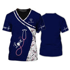 Heart Nurse 3D T Shirt Custom Nurse Uniform Nursing Tools Print Short Sleeve Black Pink Medical Scrubs Clothing Nurse Tshirt SS69
