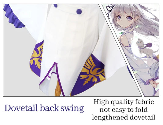 SS69 Emilia Cosplay Costume Set for Women - Anime Dress with Headdress