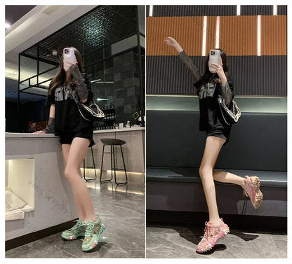 Women's Casual Sneakers Fashion Luxury Rhinestone Ladies Shoes 2024 New Outdoor Platform Female Sports Shoes Vulcanized Shoes SS69