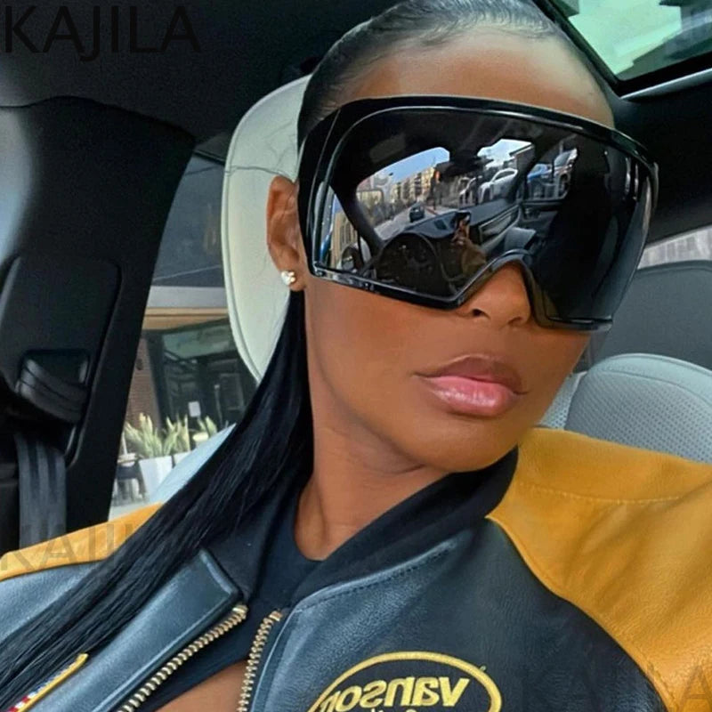 Oversized Punk Shield Sunglasses Women Men Big Frame 2024 Luxury Brand Steampunk Mask Sun Glasses For Ladies Sports Goggle UV400 SS69