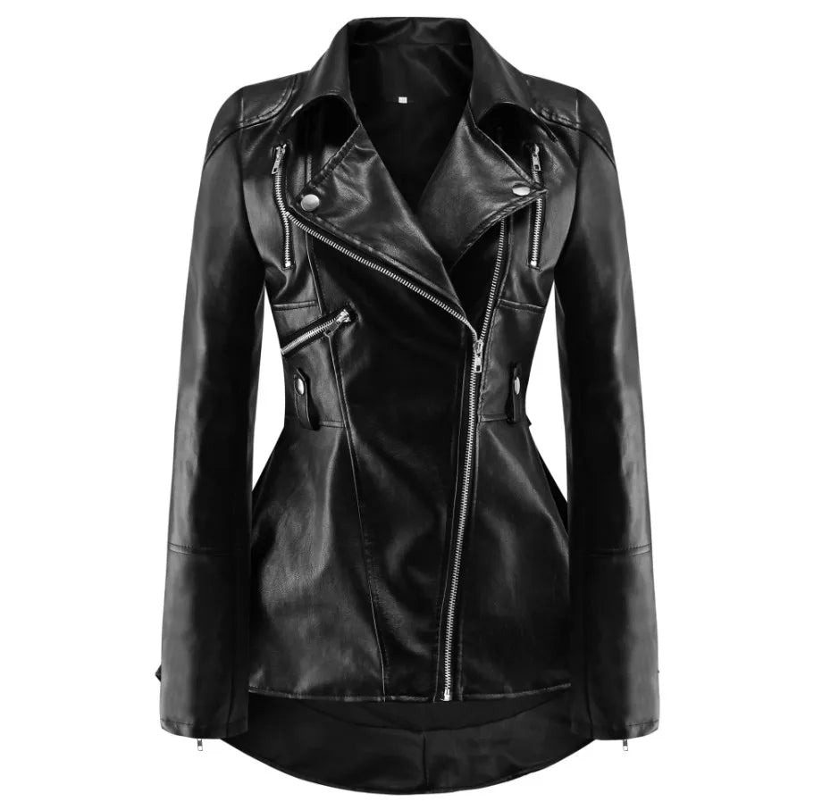 2025 Steampunk Rock Rivet Women's Leather Jacket Slim Short Streetwear Gothic Embroidery PU Leather Locomotive Coat Femme SS69