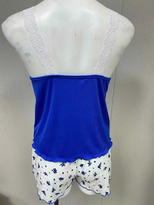 2025 women's sexy lace lace camisole vest shorts sleepwear women's slim fit two-piece home outfit new product pink coffee blue