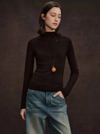 DUSHU Seamless Half-high Collar Pure Wool Pullovers Women Plus Size Autumn Winter Bottoming Sweater Solid Soft Breathable Tops