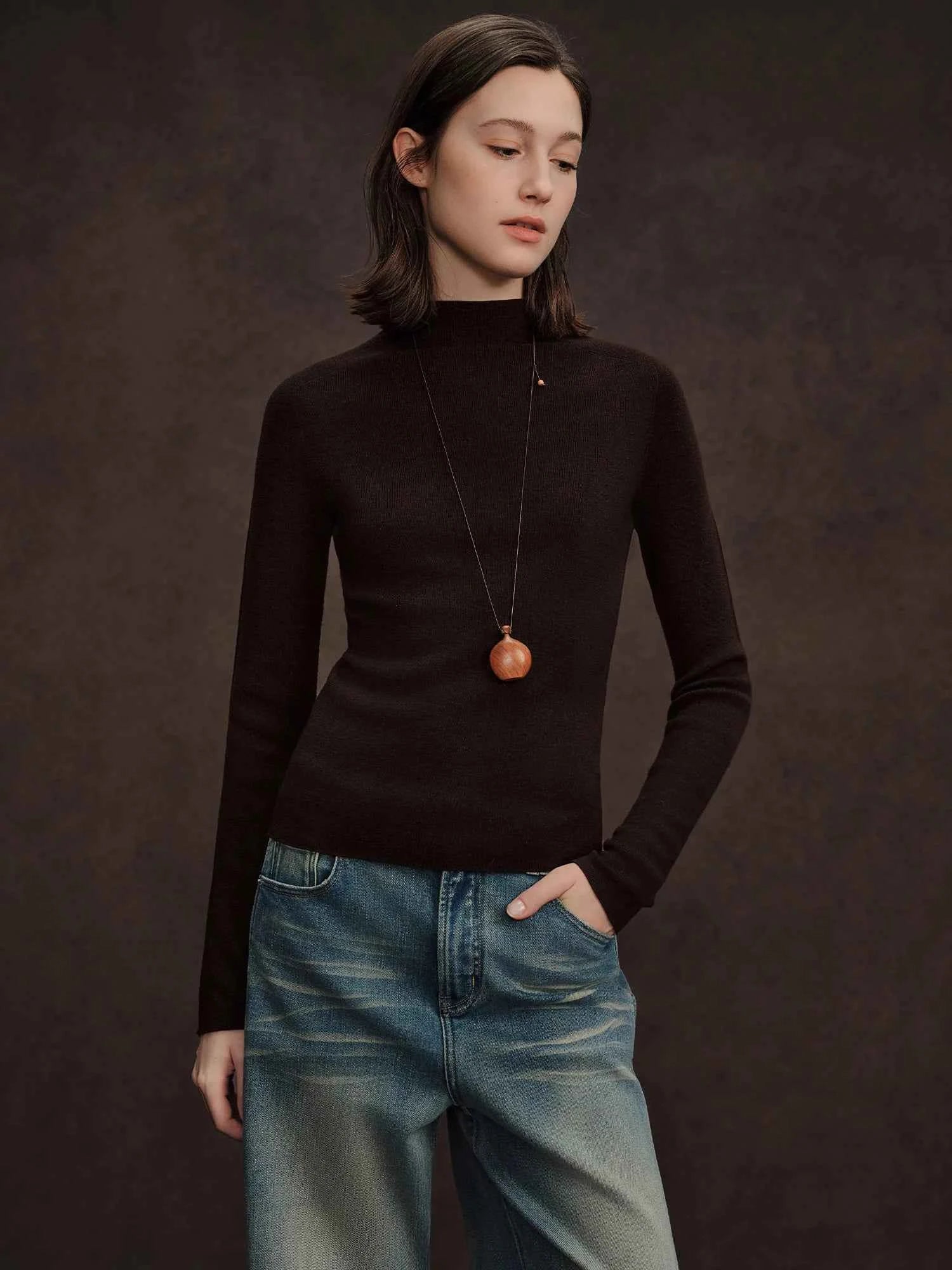 DUSHU Seamless Half-high Collar Pure Wool Pullovers Women Plus Size Autumn Winter Bottoming Sweater Solid Soft Breathable Tops