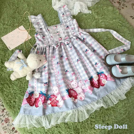 KOSAHIKI Japanese Lolita Dress Girls Strawberry Bunny Jsk Dresses Women Harajuku Sleeveless Cute  2026 Cosplay Vestido