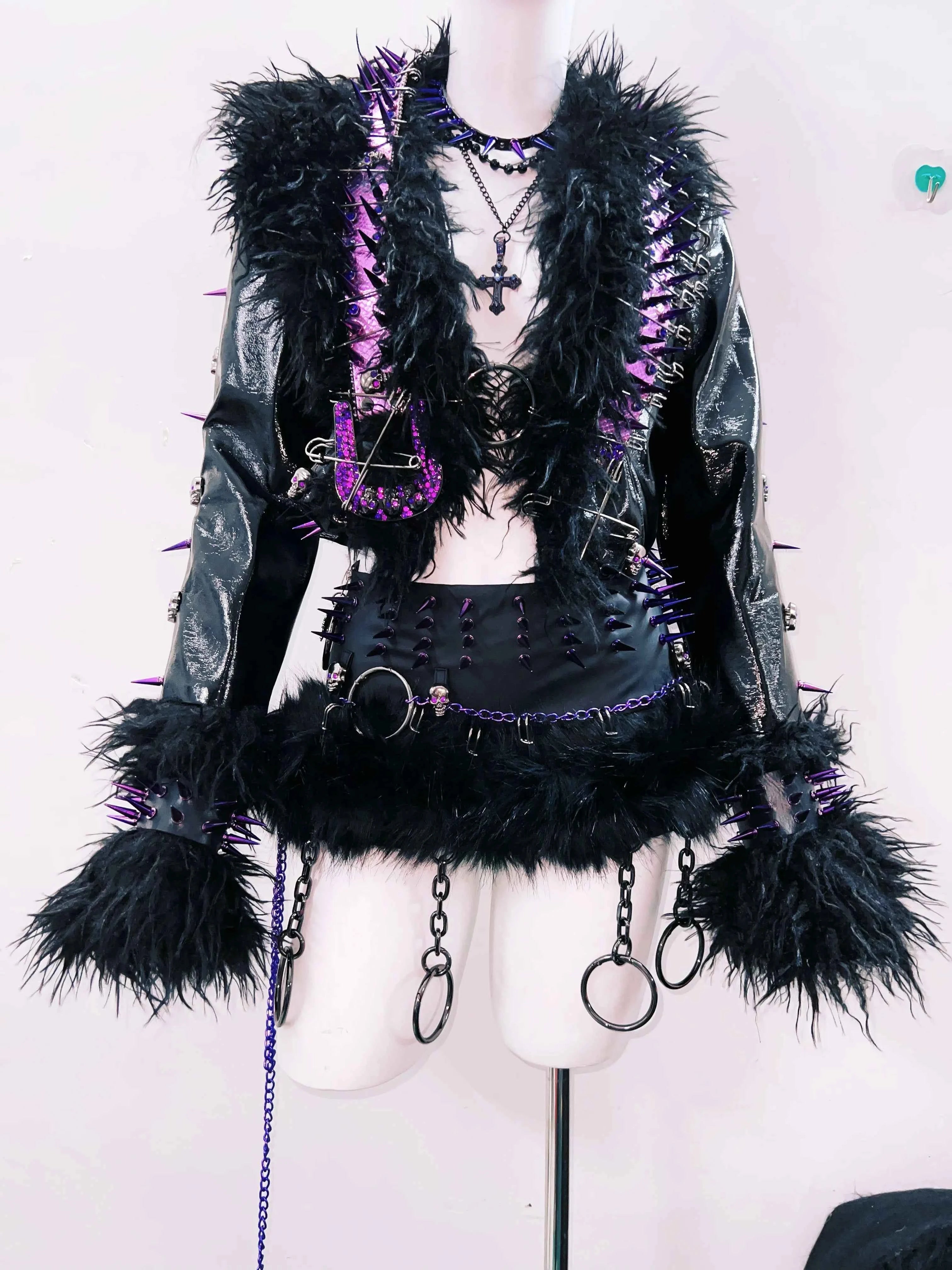 rivet Leather jacket Skull Leather jacket Gothic Leather jacket y2k Leather jacket Harajuku Leather jacket Unique Leather jacket