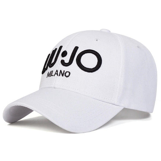 Unisex LIU JO MILANO Letter Embroidery Baseball Caps Spring Autumn Outdoor Sunscreen Hat Adjustable Casual Trucker Hats SS69 9.69 White