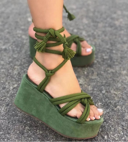 Sandal Women Summer Fashion  Sandals  Women's Wedge Sandals Cross Straps Casual Women's Shoes Women High Heels SS69