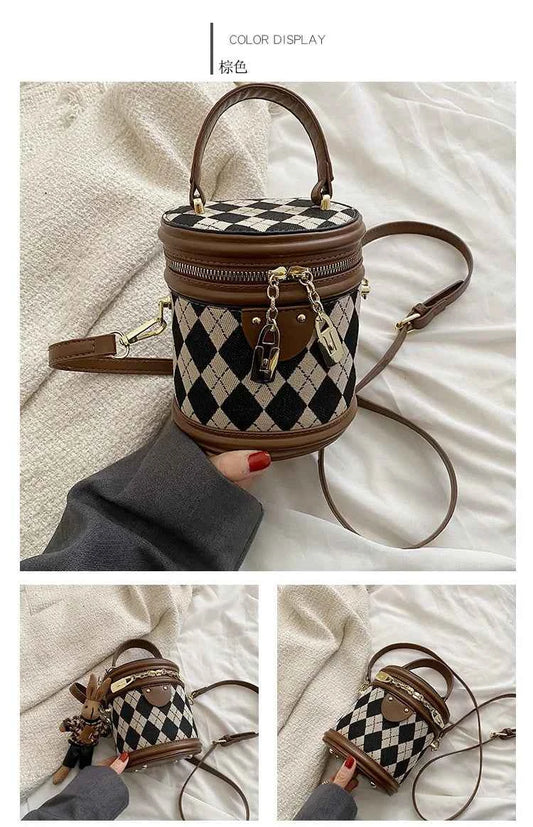 Women's Bag for Women Fashion Luxury Designer Zipper Small Handbags For Women Leather Bucket Shoulder Bag 2023 New Trend Pendant