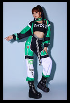 Green K-POP Jazz Dance Costume Set for Women