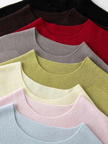 DUSHU Seamless Half-high Collar Pure Wool Pullovers Women Plus Size Autumn Winter Bottoming Sweater Solid Soft Breathable Tops