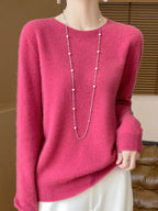 Addonee Women's 100% Merino Wool O-Neck Pullover Sweater