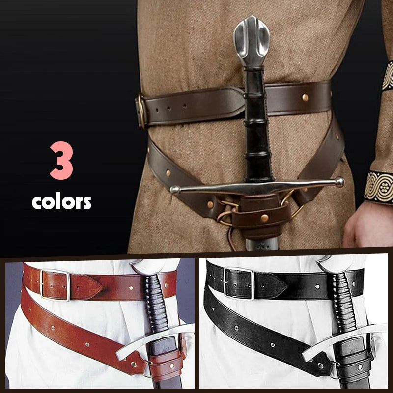 Adjustable PU Leather Sword Holder Belt for Renaissance & LARP