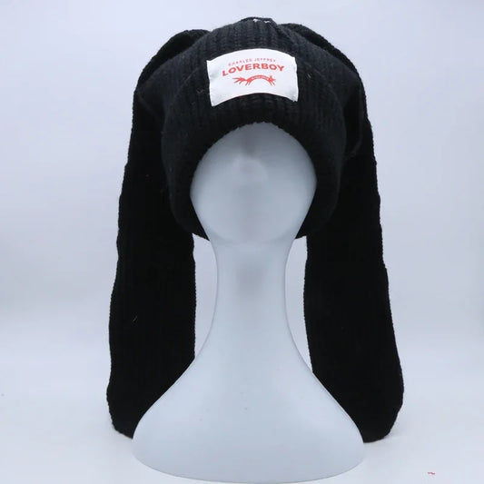 Long fox Ears Knitted Hat Men Women Rabbit Ear Warm Crochet Beanies Kpop Hip Hop Hat Winter Skullies Cap Y2k Christmas Gifty