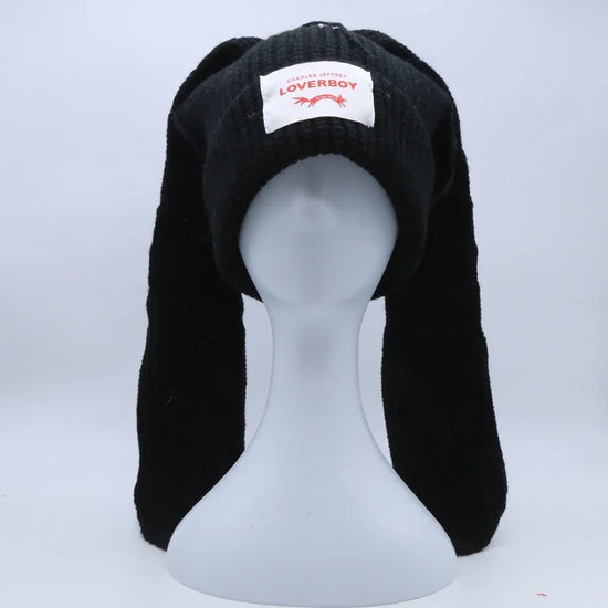 Long fox Ears Knitted Hat Men Women Rabbit Ear Warm Crochet Beanies Kpop Hip Hop Hat Winter Skullies Cap Y2k Christmas Gifty