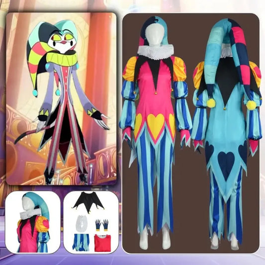 Fizzarolli Clown Cosplay Costume Set - Unisex Polyester Top Pants and Hat