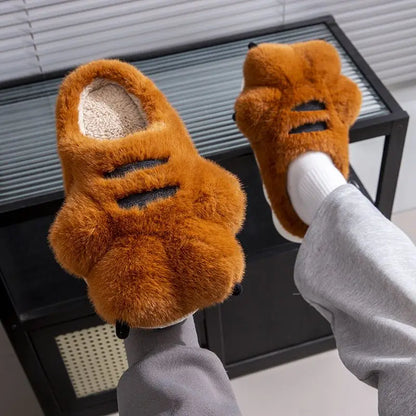 New Adorable Kitty Claw Slippers Women's Home Shoes Non Slip Furry Mules Female Fashion Warm Fluffy Slides Outdoor Cat Slippers