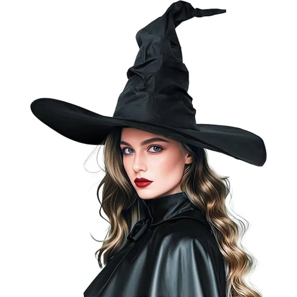 Halloween Folds Witch Wizard Black Hat Party Cosplay Costume Headgear Devil Cap Props Women Costume Accessory for Cosplay Party