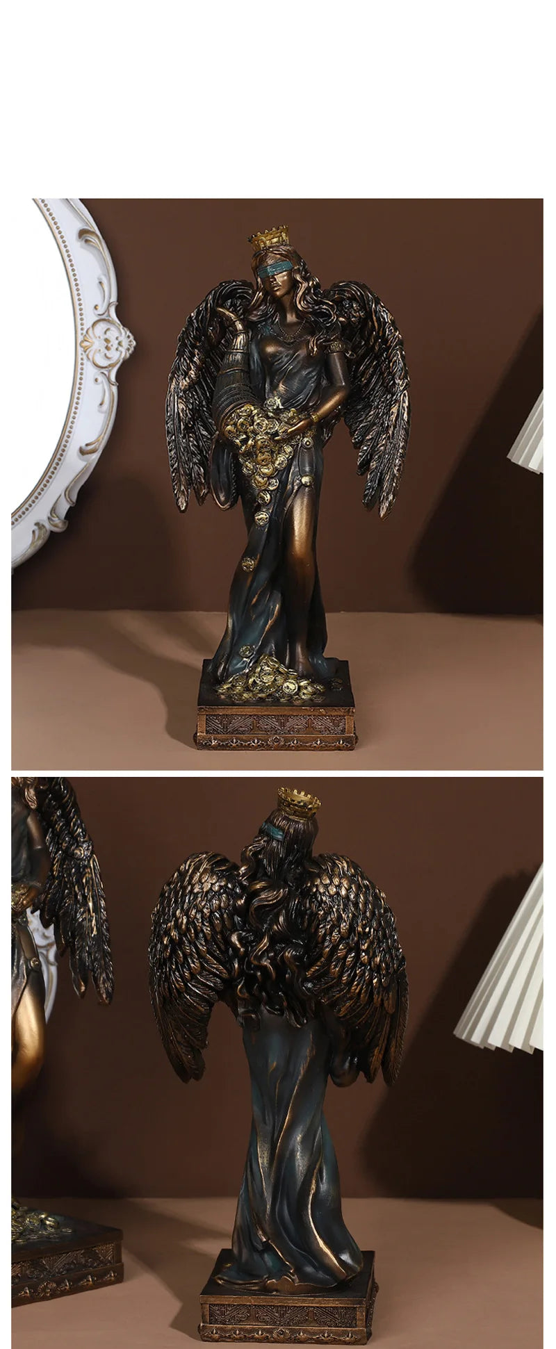 Greek Goddess of Fortune Resin Figurine - Antique Style Home Decor